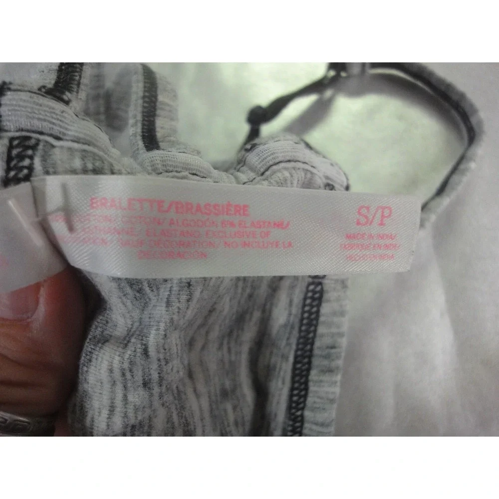 PINK Victorias Secret small wireless bralette strappy‎ back gray T-back